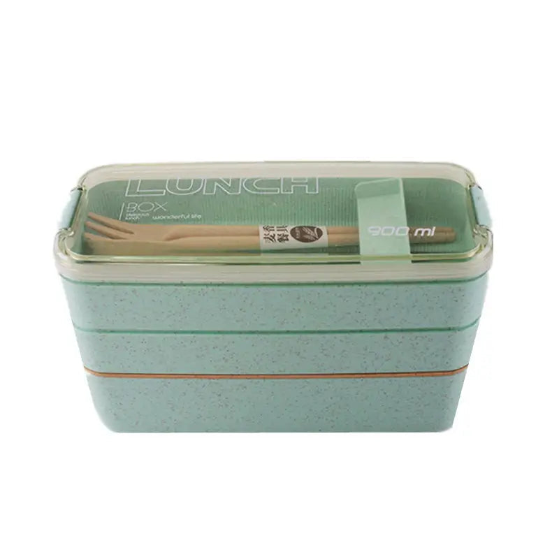 3-Layer Stackable Bento Box Japanese Lunch Box Kit with Spoon and Fork Image 3