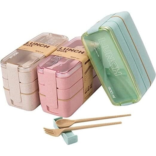 3-Layer Stackable Bento Box Japanese Lunch Box Kit with Spoon and Fork Image 4