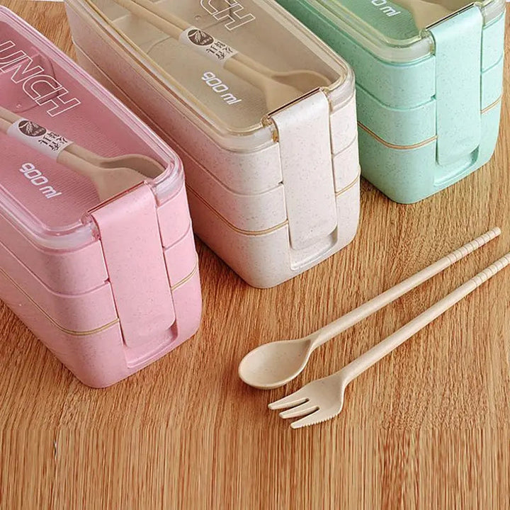 3-Layer Stackable Bento Box Japanese Lunch Box Kit with Spoon and Fork Image 12