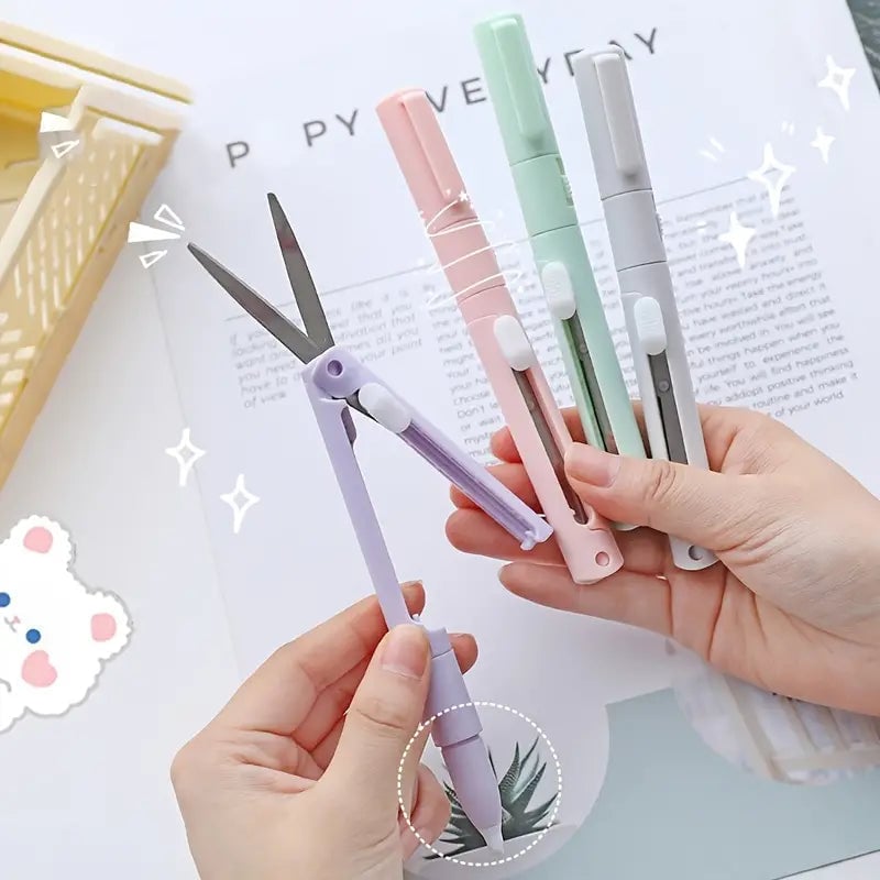 3-Pack: 2-in-1 Pen Style Scissors with Paper Cutter Image 1