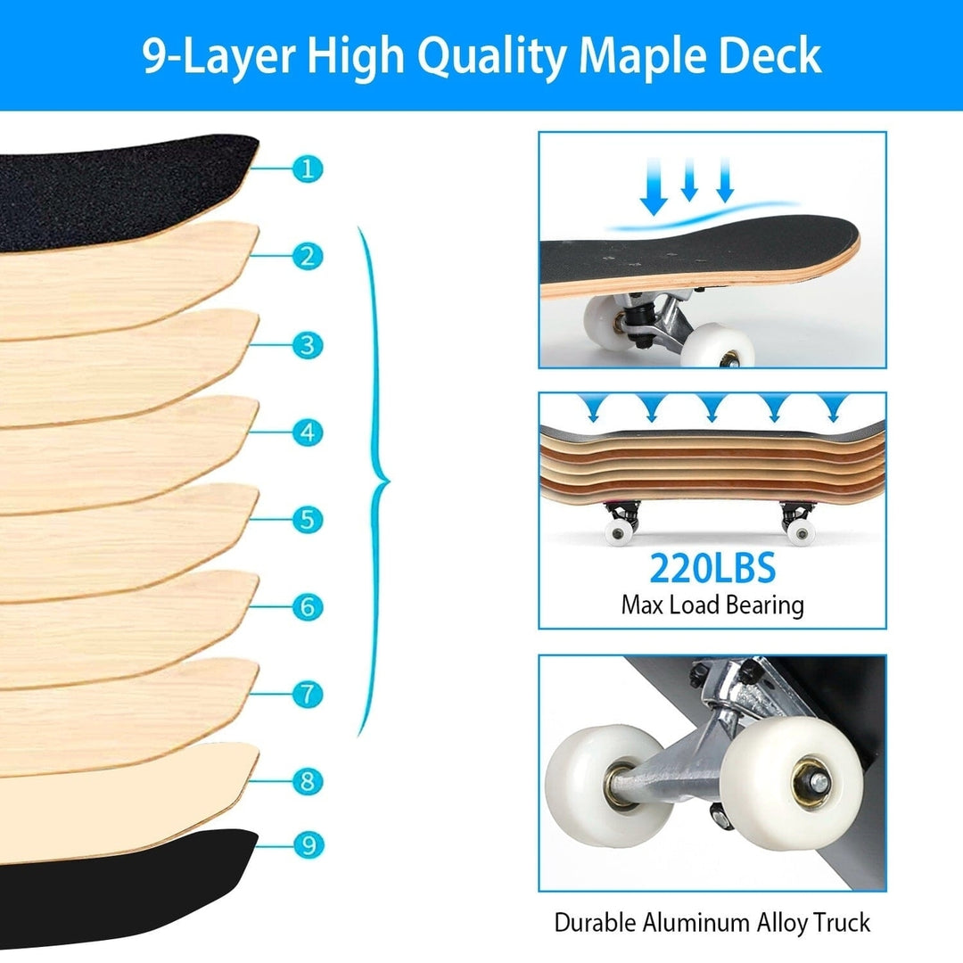 31x8in 9 Layers Maple Concave Skateboard Image 10