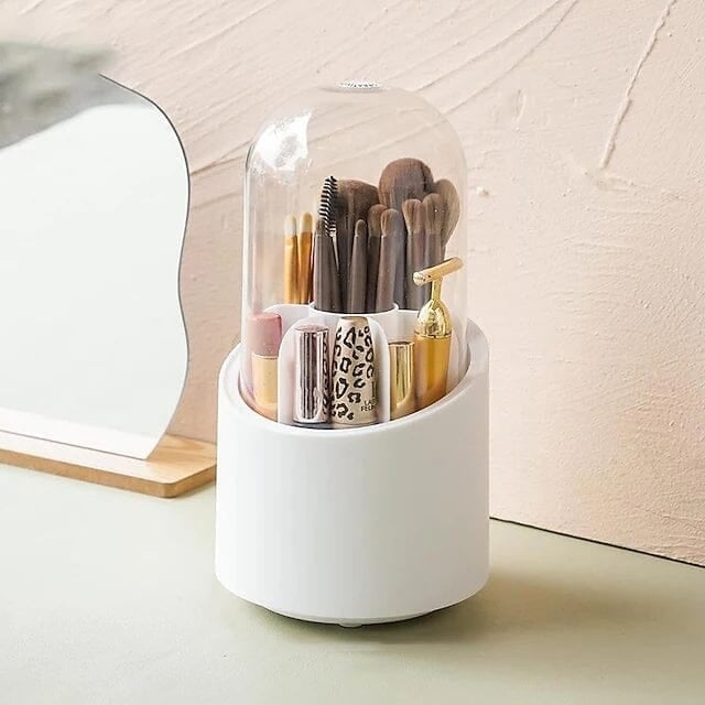 360-Degree Rotating Dustproof Makeup Brush Organizer Image 1