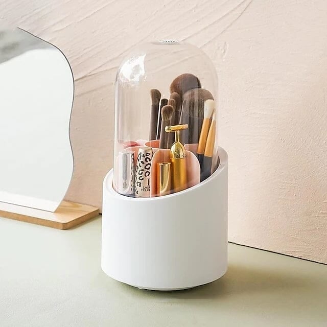 360-Degree Rotating Dustproof Makeup Brush Organizer Image 2