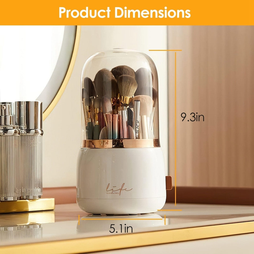 360  Rotating Makeup Brush Holder with Lid Makeup Organizer Image 10