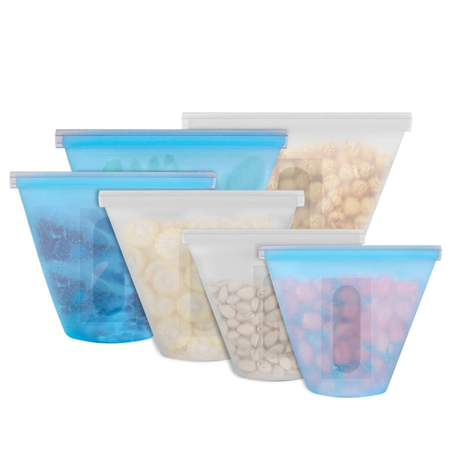 3-Pieces: Silicone Food Storage Bags Reusable Leakproof Food Container Set with 3 Seals Image 1