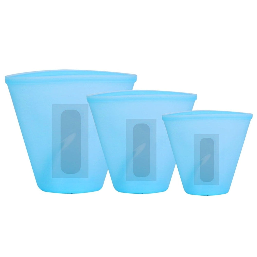 3-Pieces: Silicone Food Storage Bags Reusable Leakproof Food Container Set with 3 Seals Image 2