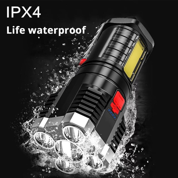 5LED High Power Led Flashlights Rechargeable Camping Spotlight with Side Light 3 Lighting Modes for Camping Adventure Image 2