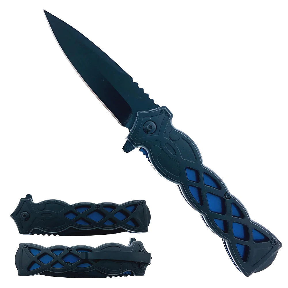 3.75" Weave Pattern Knife with ABS Handle Image 1