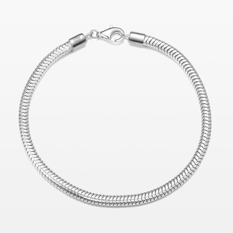 3.5MM Solid 925 Sterling Silver Italian Round Snake Chain Bracelet Made in Italy Image 1