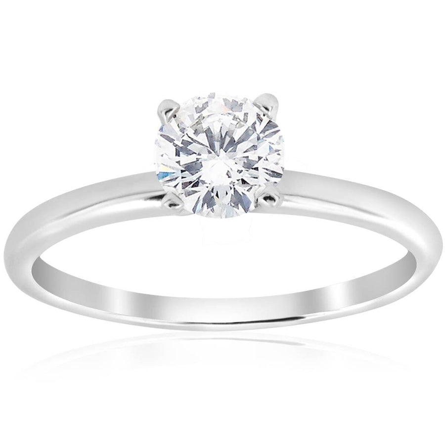 3/4 Ct Round-Cut Natural Diamond Solitaire Engagement Ring 14k White Gold Image 1