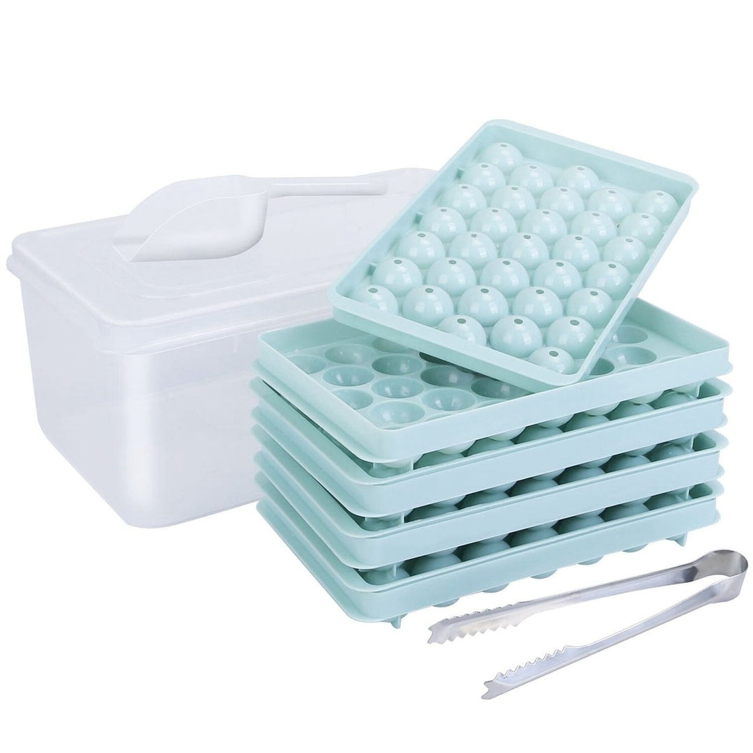 4-Pack: Small Ice Cube Maker Mold with Lid Bin Image 1