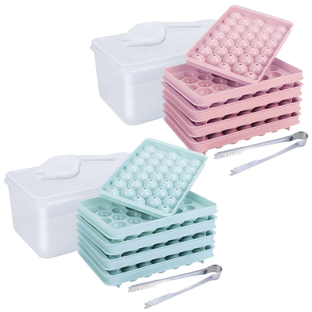 4-Pack: Small Ice Cube Maker Mold with Lid Bin Image 3