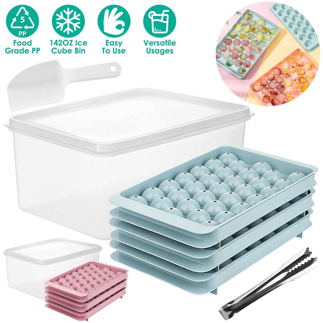 4-Pack: Small Ice Cube Maker Mold with Lid Bin Image 8