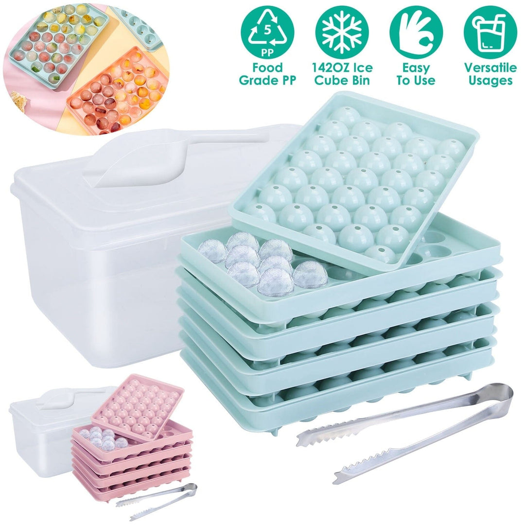 4-Pack: Small Ice Cube Maker Mold with Lid Bin Image 10