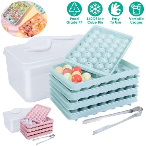 4-Pack: Small Ice Cube Maker Mold with Lid Bin Image 11