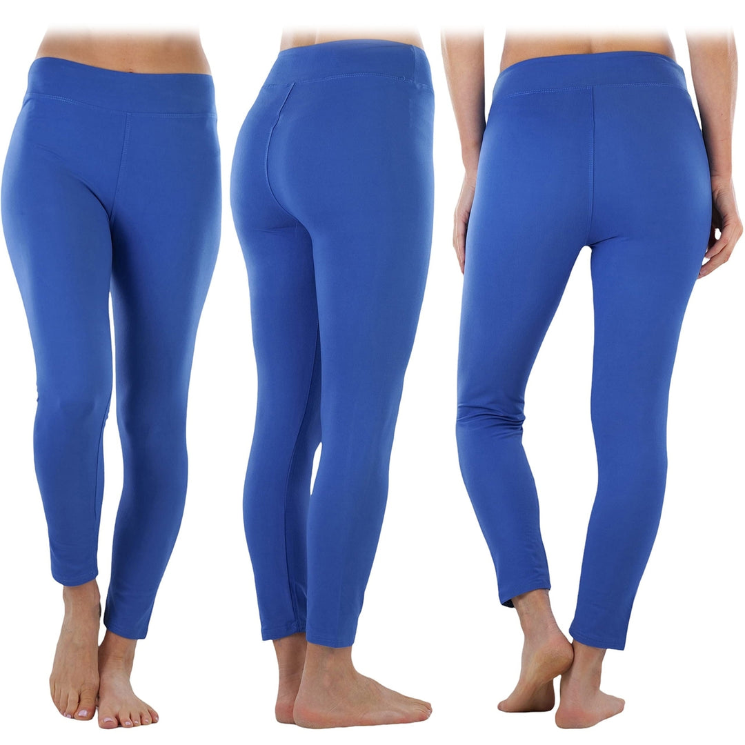 4-Pack: ToBeInStyle Womens Full Length High Waisted Stretchy Microfiber Leggings Image 3