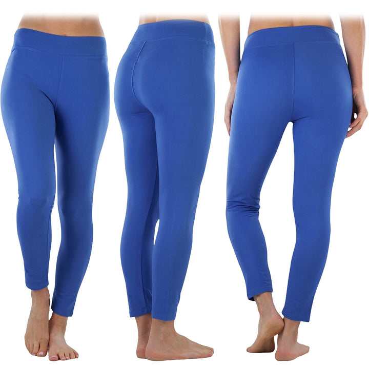 4-Pack: ToBeInStyle Womens Full Length High Waisted Stretchy Microfiber Leggings Image 3