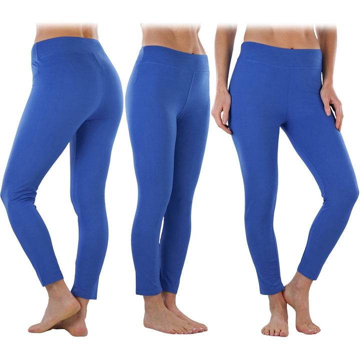 4-Pack: ToBeInStyle Womens Full Length High Waisted Stretchy Microfiber Leggings Image 4