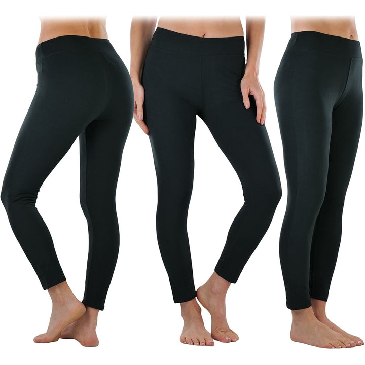 4-Pack: ToBeInStyle Womens Full Length High Waisted Stretchy Microfiber Leggings Image 4