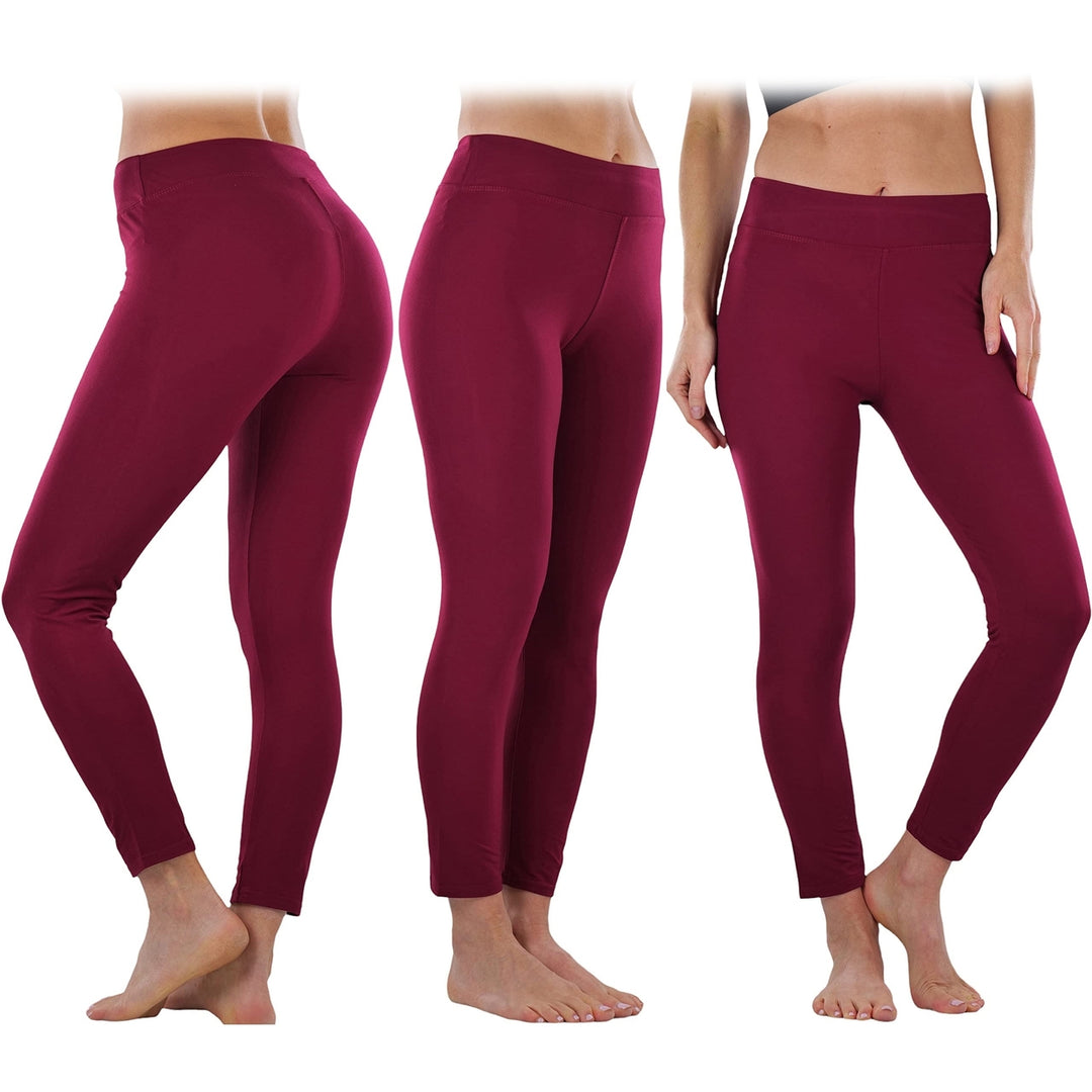 4-Pack: ToBeInStyle Womens Full Length High Waisted Stretchy Microfiber Leggings Image 6