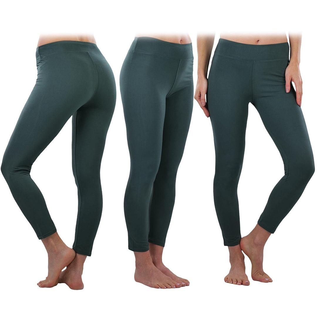 4-Pack: ToBeInStyle Womens Full Length High Waisted Stretchy Microfiber Leggings Image 7