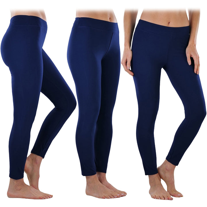 4-Pack: ToBeInStyle Womens Full Length High Waisted Stretchy Microfiber Leggings Image 10