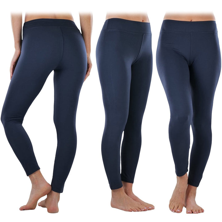 4-Pack: ToBeInStyle Womens Full Length High Waisted Stretchy Microfiber Leggings Image 11