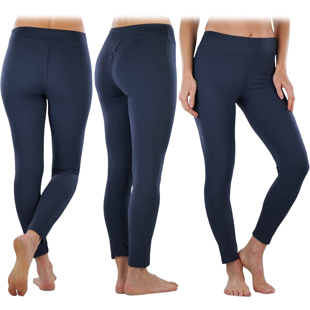 4-Pack: ToBeInStyle Womens Full Length High Waisted Stretchy Microfiber Leggings Image 12