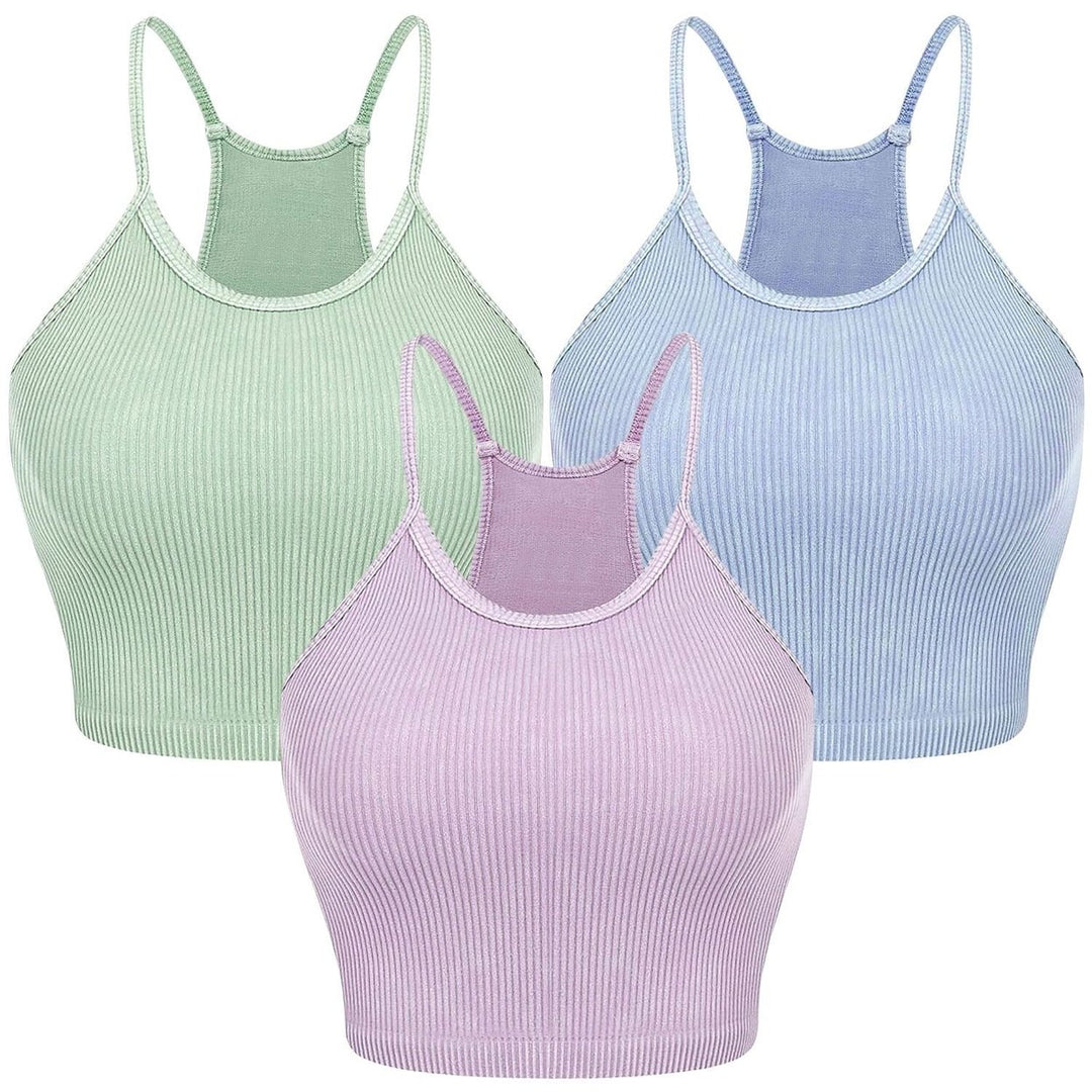 3-Pack: Women Crop Basic Tank Top Ribbed Knit Sleeveless Image 4