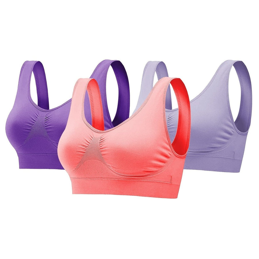 3-Pack: Women Seamless Wire-free Bra for Fitness Workout Image 1