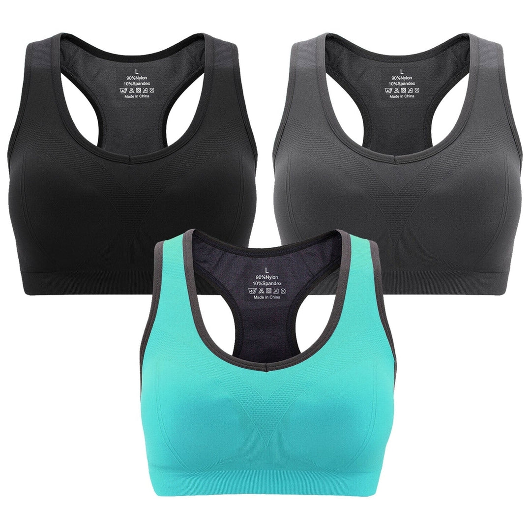 3-Pack: Women Padded Sports Bras Image 1