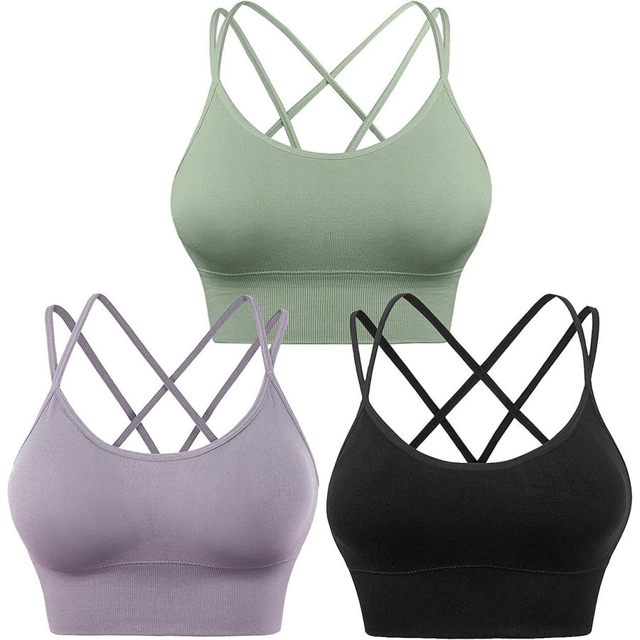 3-Pack: Womens Padded Spaghetti Strap Crisscross Bra Image 1