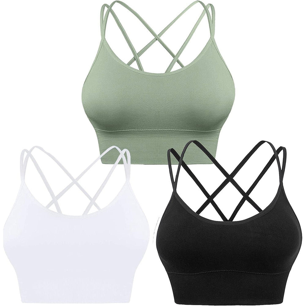 3-Pack: Womens Padded Spaghetti Strap Crisscross Bra Image 2