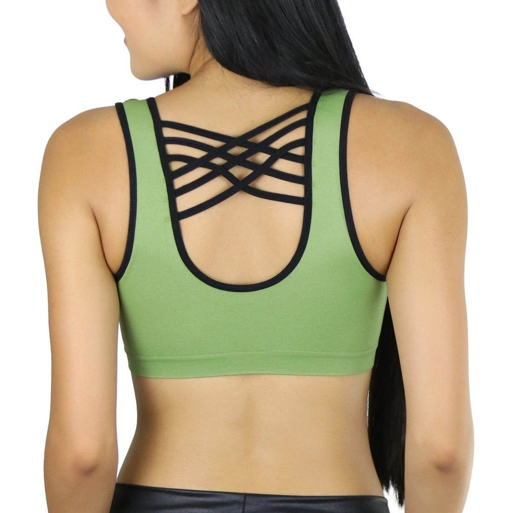 3-Pack: Womens Strappy Back Microfiber Sports Bras Image 2