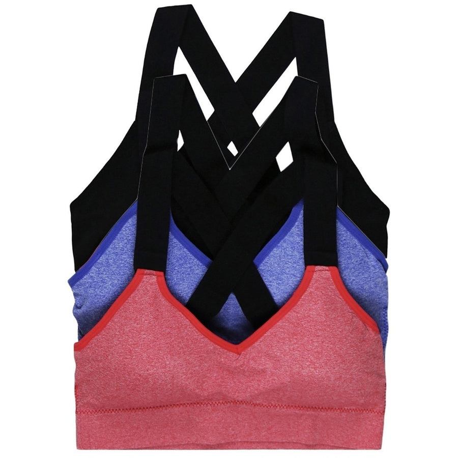 3-Pack: Womens Wide Cross-Strap Sports Bra Image 1