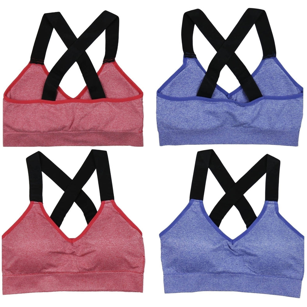 3-Pack: Womens Wide Cross-Strap Sports Bra Image 2