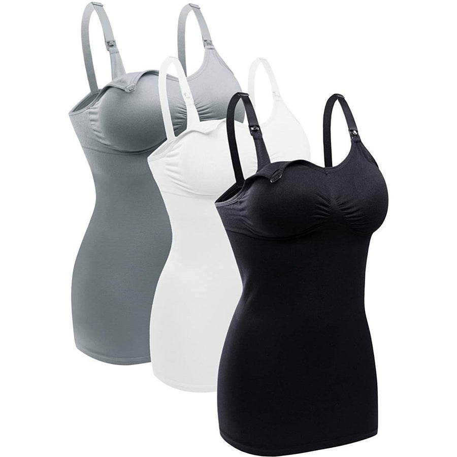 3-Pack: Womens Nursing Tank Tops Built in Bra for Breastfeeding Image 1