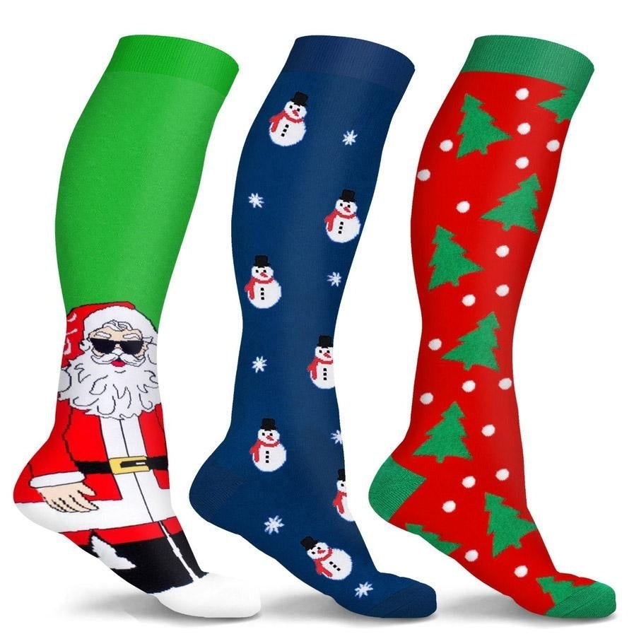 3-Pair: Holiday Knee-High Compression Socks Image 2