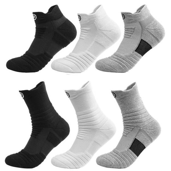 3-Pair: Mens Thick Towel Bottom Breathable Sweat-absorbent Outdoor Sports Running Socks Elite Basketball Sports Socks Image 1