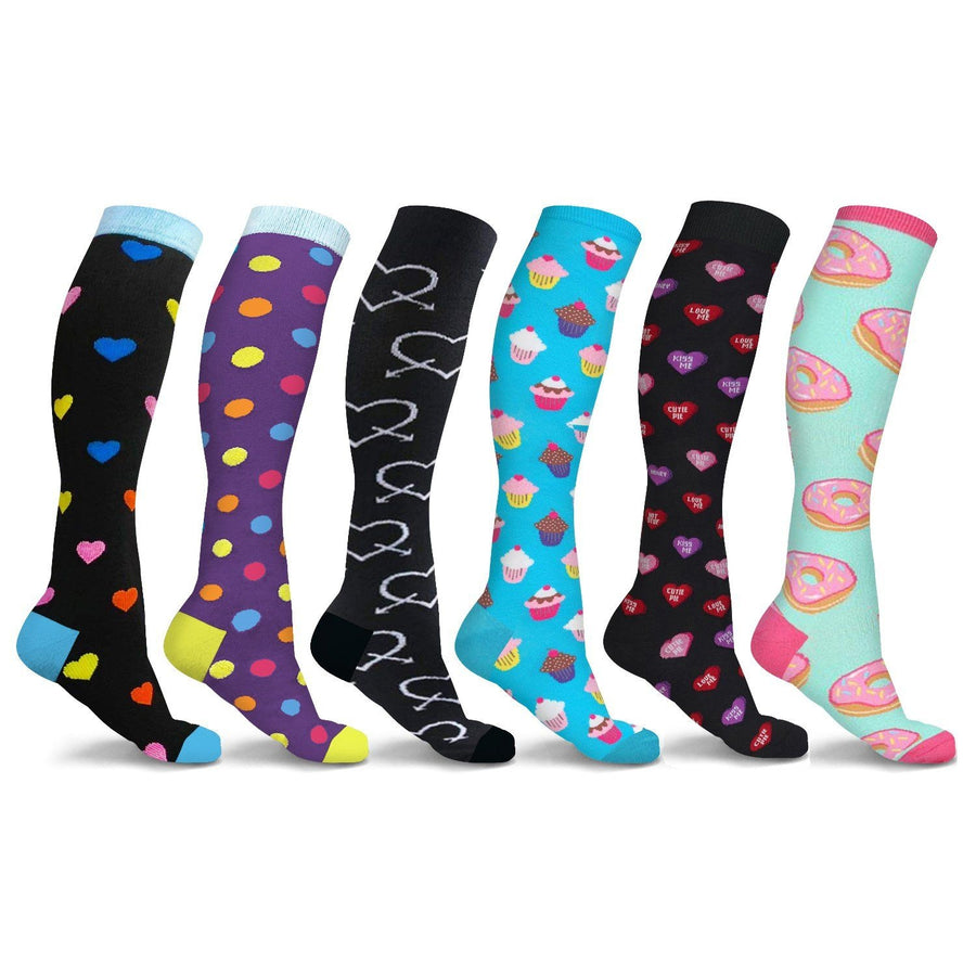 3-Pairs: DCF Unisex Fun and Patterned Knee-High Compression Socks Image 1