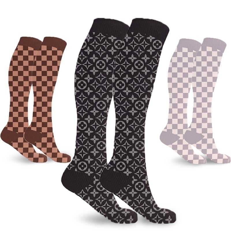 3-Pairs: Designer Inspired Knee High Compression Socks Image 2