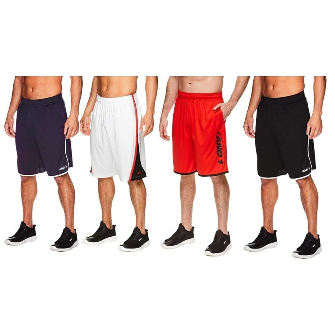 4-Pack: AND1 Mens Active Athletic Performance Shorts Image 1