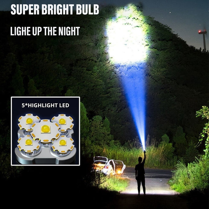 5LED High Power Led Flashlights Rechargeable Camping Spotlight with Side Light 3 Lighting Modes for Camping Adventure Image 4