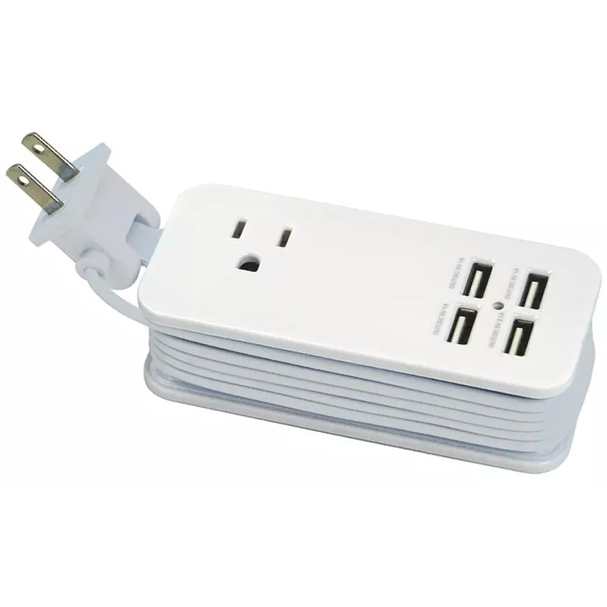 4 Port USB with Single AC Extendable Wire Charging Station Image 3