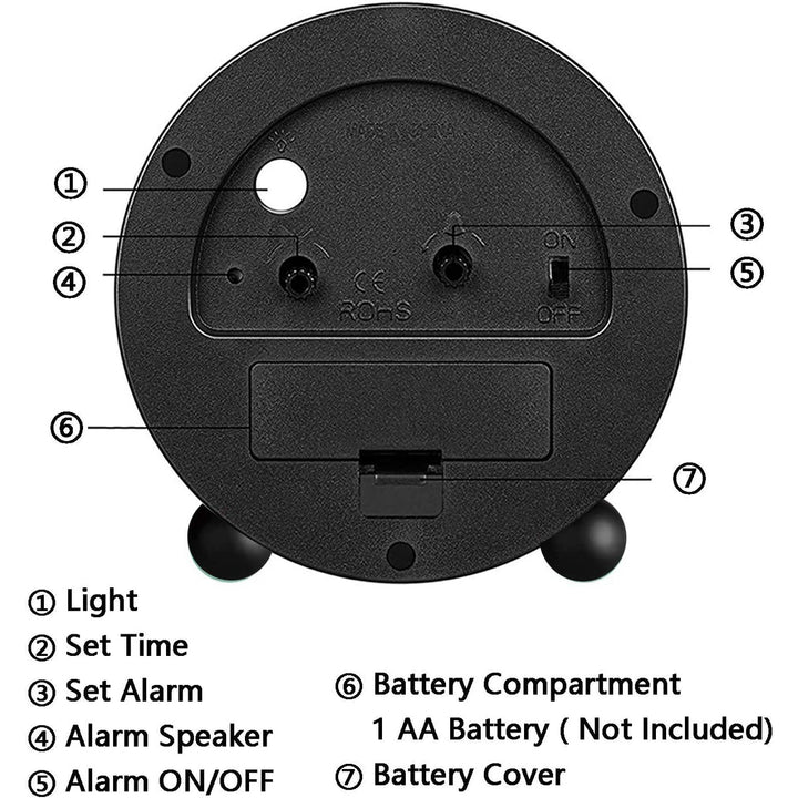 4" Super Silent Non Ticking Analog Alarm Clock with Night Light Image 7