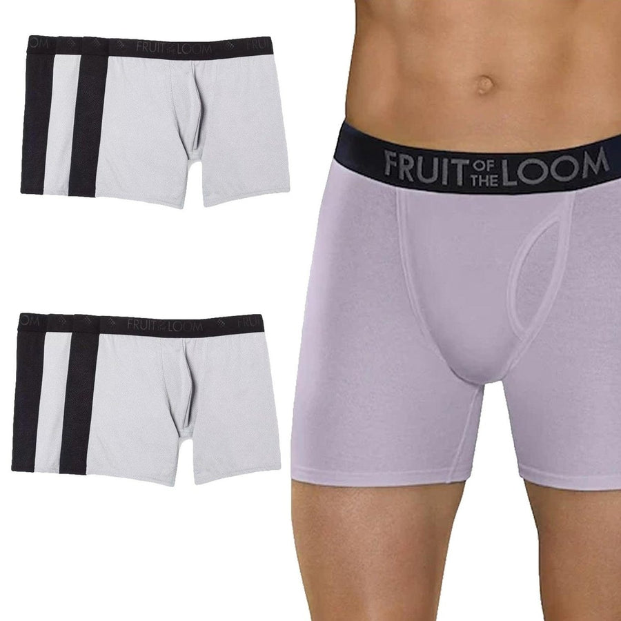 4-Pack: Mens Fruit of the Loom Breathable Micro-Mesh Boxer Briefs Image 1