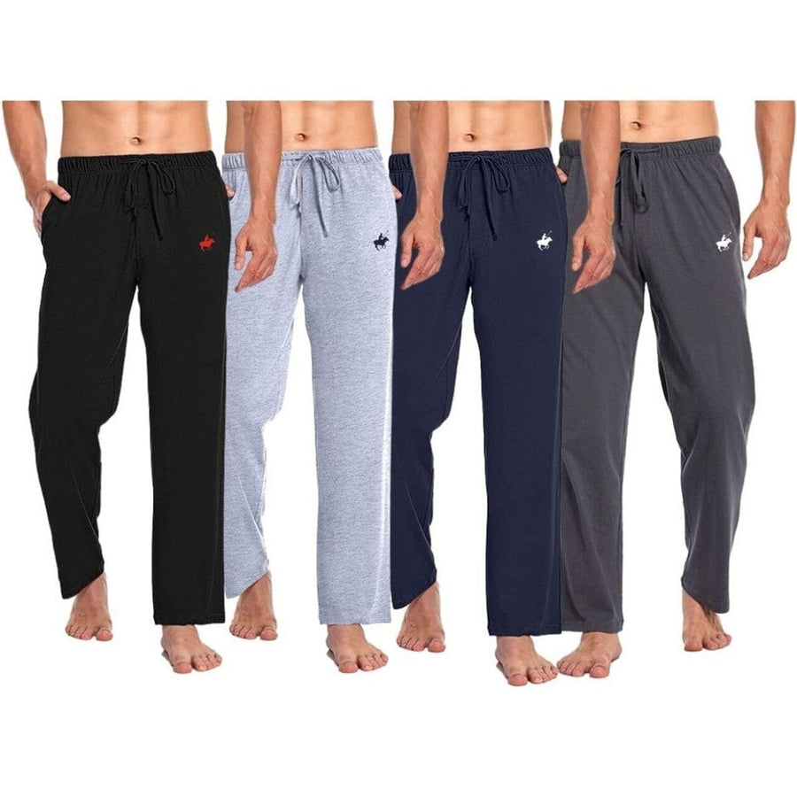 4-Pack: Pacific Polo Club Mens Cotton Lounge Pants with Pockets Image 1