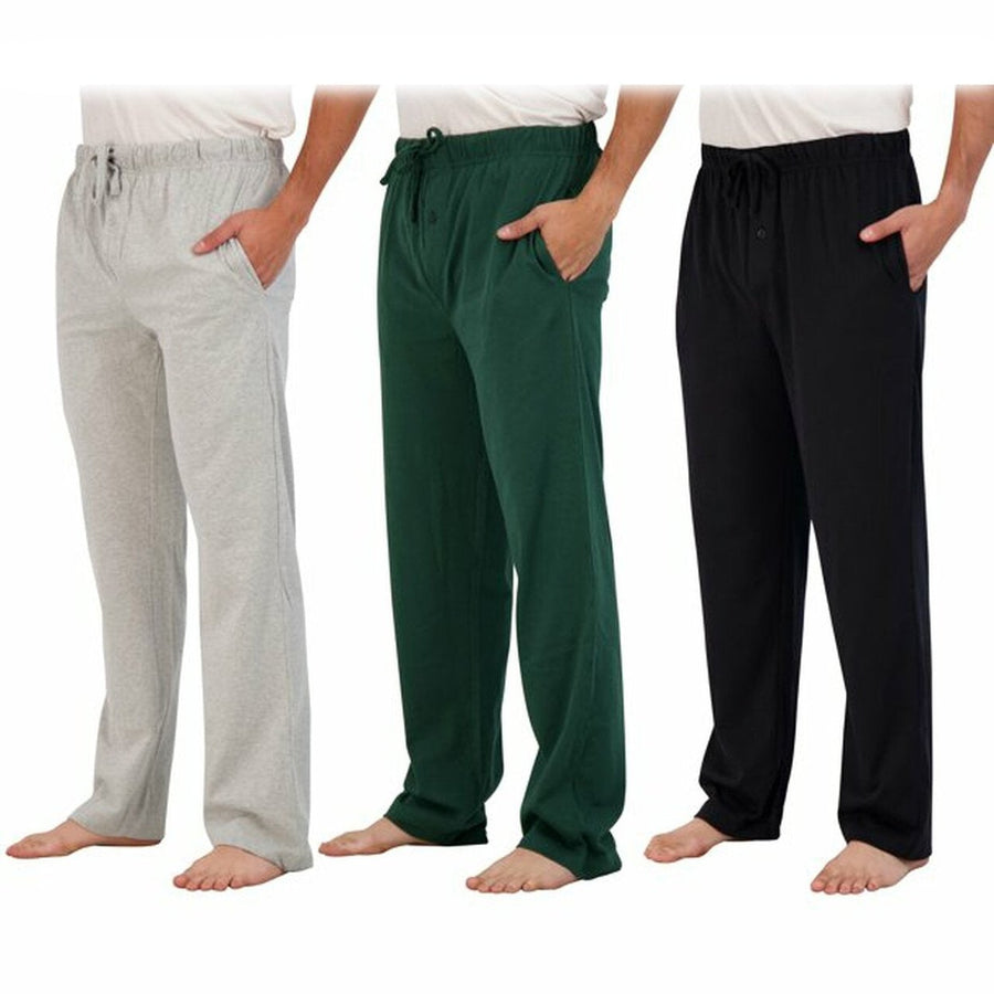 3-Pack: Mens Cotton Lounge Pajama Pants with Pockets Image 1