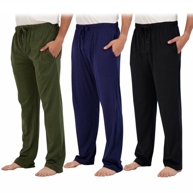 3-Pack: Mens Cotton Lounge Pajama Pants with Pockets Image 2