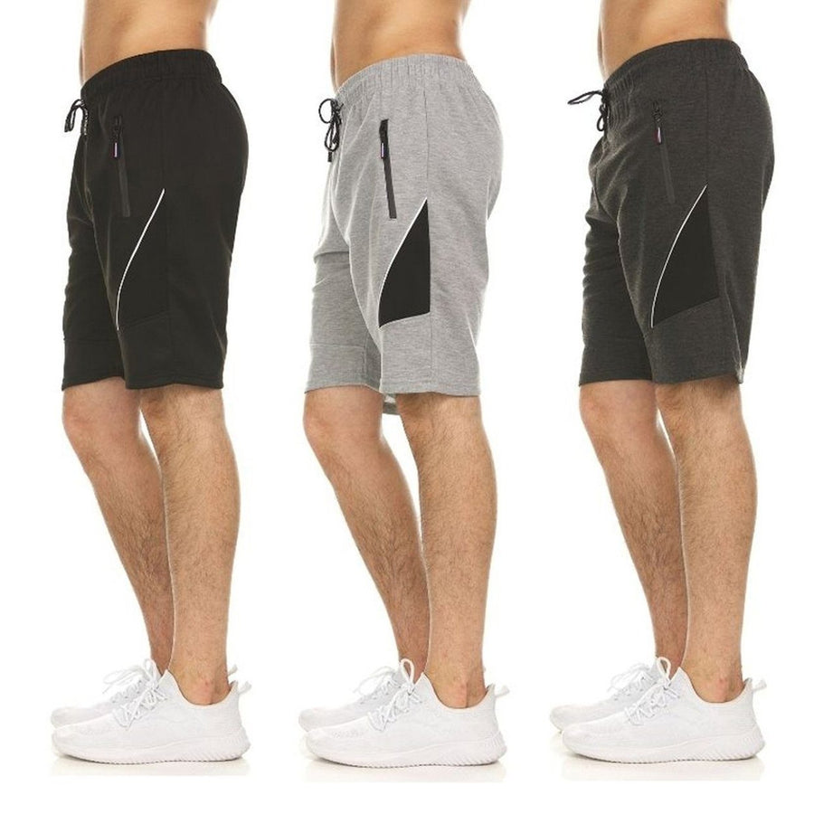 3-Pack: Mens French Terry Shorts with Zipper Pockets Image 1